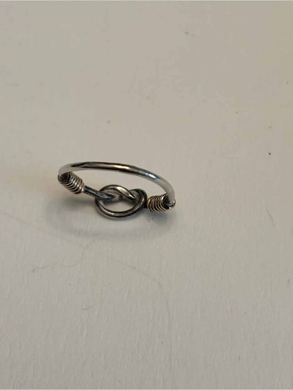 Pair of 925 Sterling Silver Pinky Rings – Lover’s Knot & Black Enamel Hearts